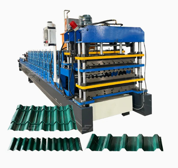 3 in 1 Metal Steel Ibr Roofing Sheets Roll Forming Machine con tre profili personalizzati